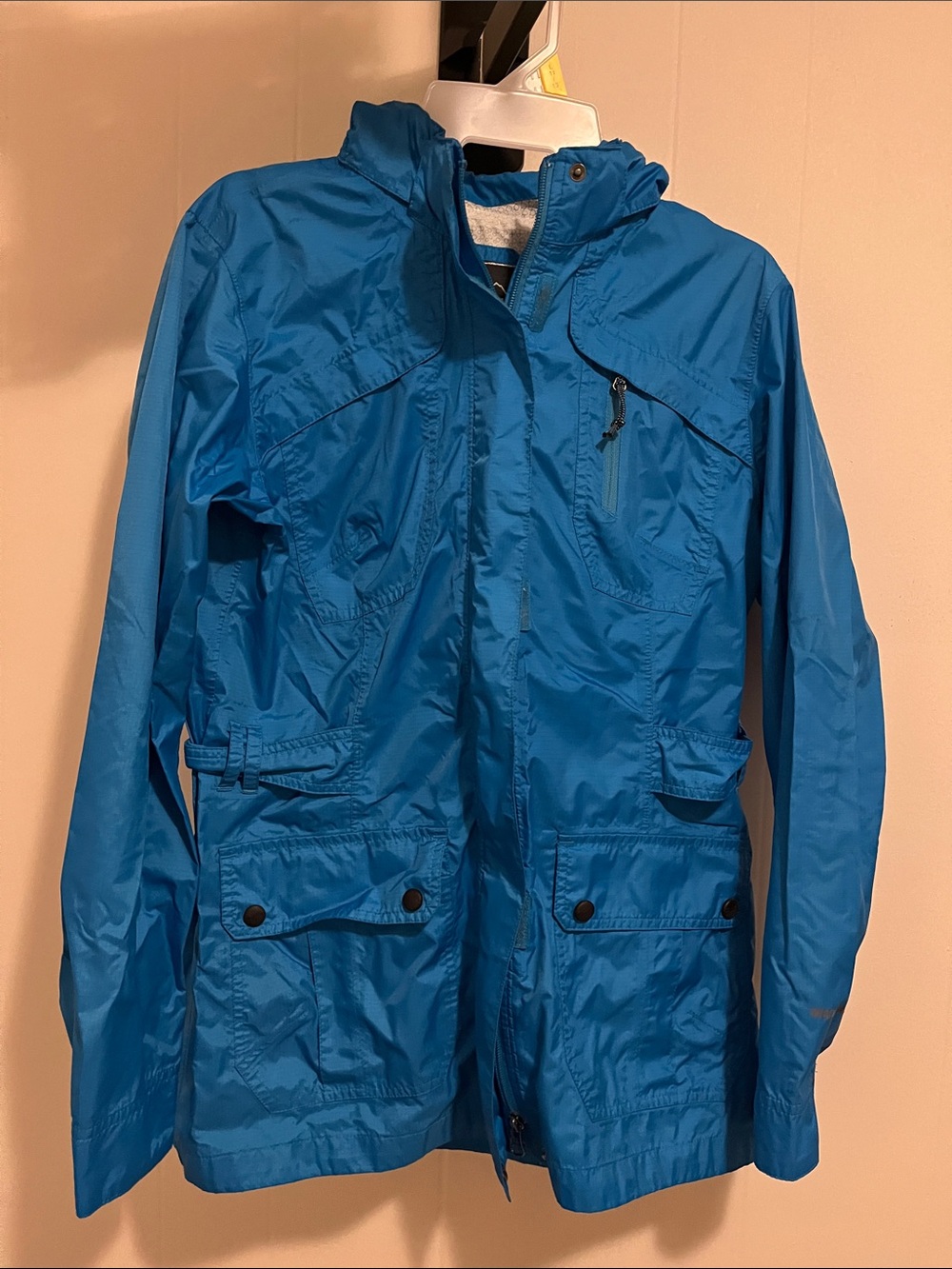 Eddie Bauer Bright Blue Hooded Raincoat